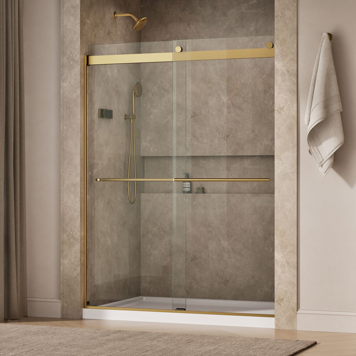 Levity® Plus 56-5/8"-59-5/8" W x 77.53" H bypass shower door with 5/16"-thick Crystal Clear glass