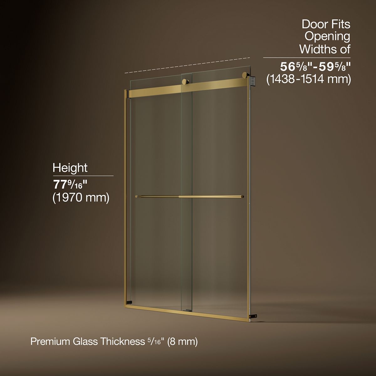 Levity® Plus 56-5/8"-59-5/8" W x 77.53" H bypass shower door with 5/16"-thick Crystal Clear glass