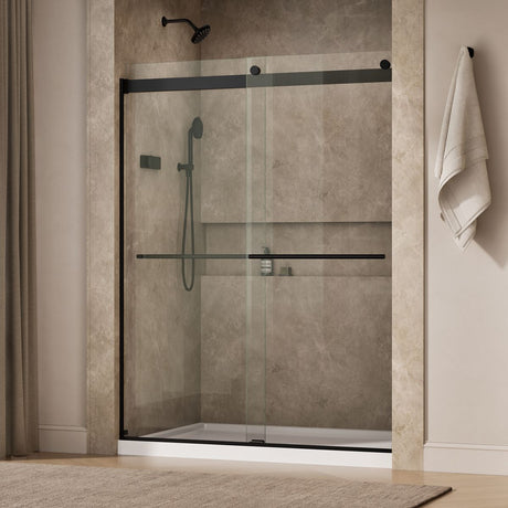 Levity® Plus 56-5/8"-59-5/8" W x 77.53" H bypass shower door with 5/16"-thick Crystal Clear glass