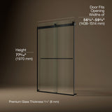 Levity® Plus 56-5/8"-59-5/8" W x 77.53" H bypass shower door with 5/16"-thick Crystal Clear glass