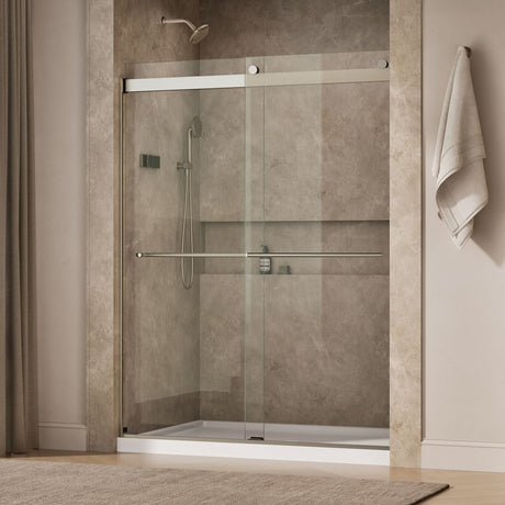Levity® Plus 56-5/8"-59-5/8" W x 77.53" H bypass shower door with 5/16"-thick Crystal Clear glass