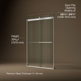 Levity® Plus 56-5/8"-59-5/8" W x 77.53" H bypass shower door with 5/16"-thick Crystal Clear glass