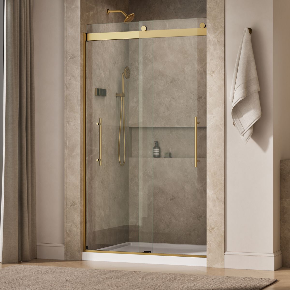 Levity® Plus 44-5/8"-47-5/8" W x 81.61" H bypass shower door with 3/8"-thick Crystal Clear glass