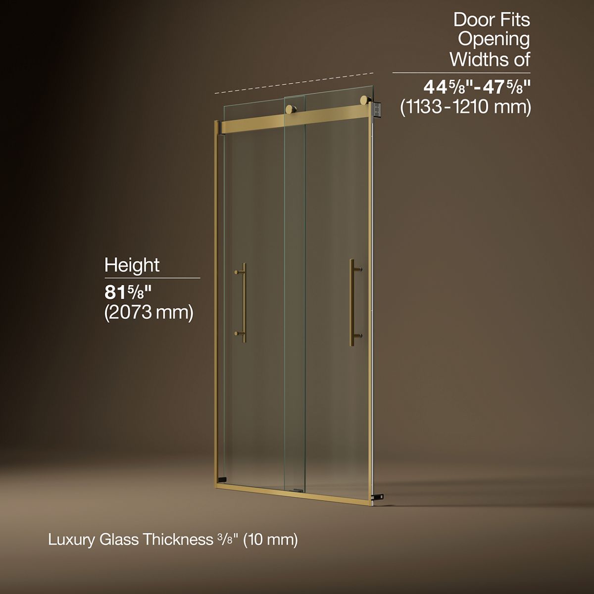 Levity® Plus 44-5/8"-47-5/8" W x 81.61" H bypass shower door with 3/8"-thick Crystal Clear glass
