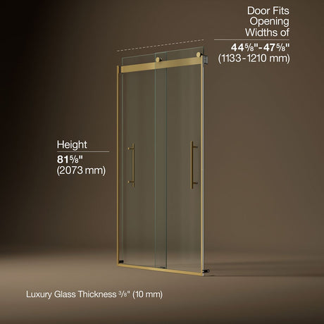 Levity® Plus 44-5/8"-47-5/8" W x 81.61" H bypass shower door with 3/8"-thick Crystal Clear glass