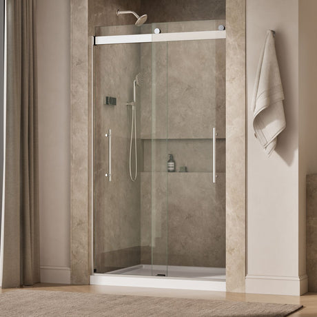 Levity® Plus 44-5/8"-47-5/8" W x 81.61" H bypass shower door with 3/8"-thick Crystal Clear glass