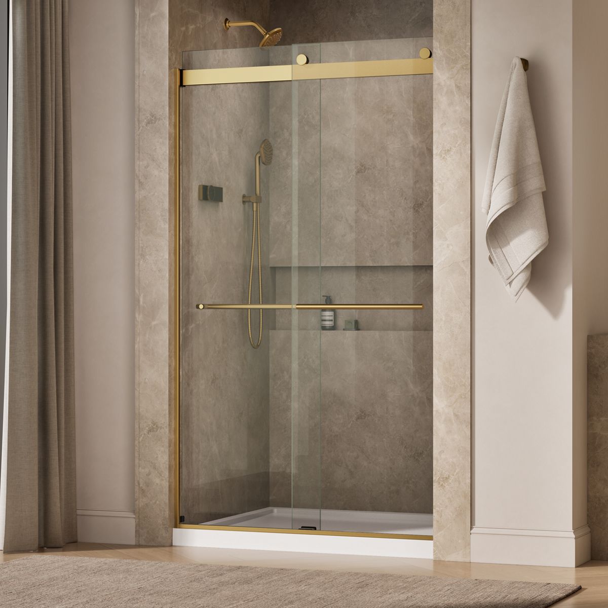 Levity® Plus 44-5/8"-47-5/8" W x 81.61" H bypass shower door with 3/8"-thick Crystal Clear glass