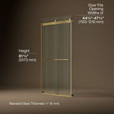 Levity® Plus 44-5/8"-47-5/8" W x 81.61" H bypass shower door with 3/8"-thick Crystal Clear glass