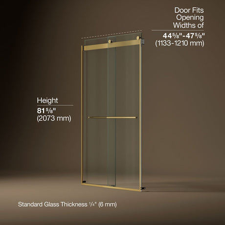 Levity® Plus 44-5/8"-47-5/8" W x 81.61" H bypass shower door with 3/8"-thick Crystal Clear glass