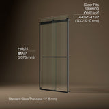 Levity® Plus 44-5/8"-47-5/8" W x 81.61" H bypass shower door with 3/8"-thick Crystal Clear glass