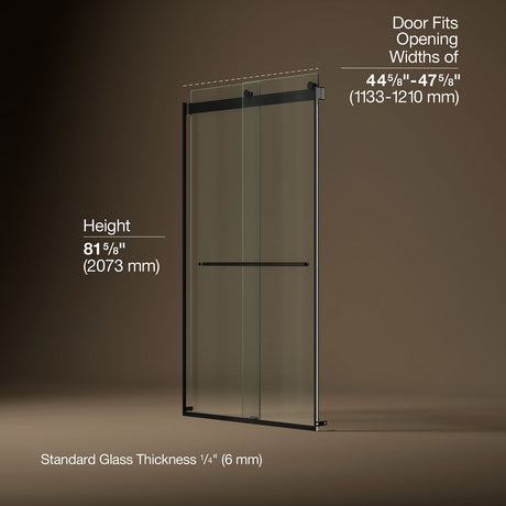 Levity® Plus 44-5/8"-47-5/8" W x 81.61" H bypass shower door with 3/8"-thick Crystal Clear glass