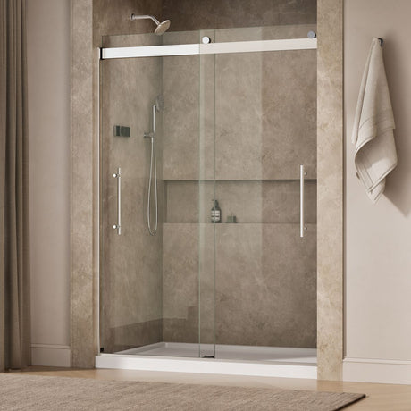 Levity® Plus 56-5/8"-59-5/8" W x 81.61" H bypass shower door with 3/8"-thick Crystal Clear glass