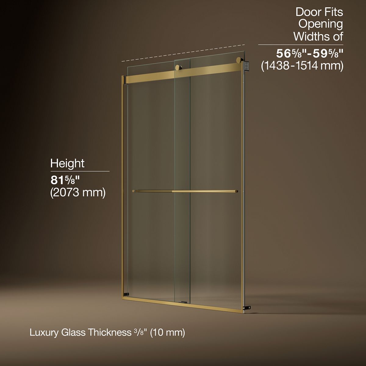 Levity® Plus 56-5/8"-59-5/8" W x 81.61" H bypass shower door with 3/8"-thick Crystal Clear glass