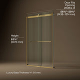 Levity® Plus 56-5/8"-59-5/8" W x 81.61" H bypass shower door with 3/8"-thick Crystal Clear glass