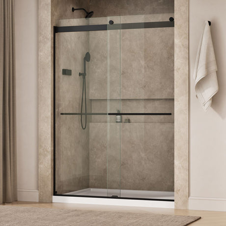 Levity® Plus 56-5/8"-59-5/8" W x 81.61" H bypass shower door with 3/8"-thick Crystal Clear glass