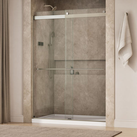 Levity® Plus 56-5/8"-59-5/8" W x 81.61" H bypass shower door with 3/8"-thick Crystal Clear glass