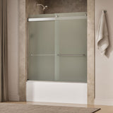 Levity® 56-5/8"-59-5/8" W x 62" H bypass bath door with 1/4"-thick Frosted glass
