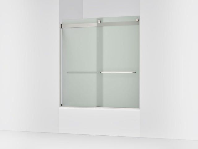 Levity® 56-5/8"-59-5/8" W x 62" H bypass bath door with 1/4"-thick Frosted glass