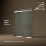 Levity® 56-5/8"-59-5/8" W x 62" H bypass bath door with 1/4"-thick Frosted glass