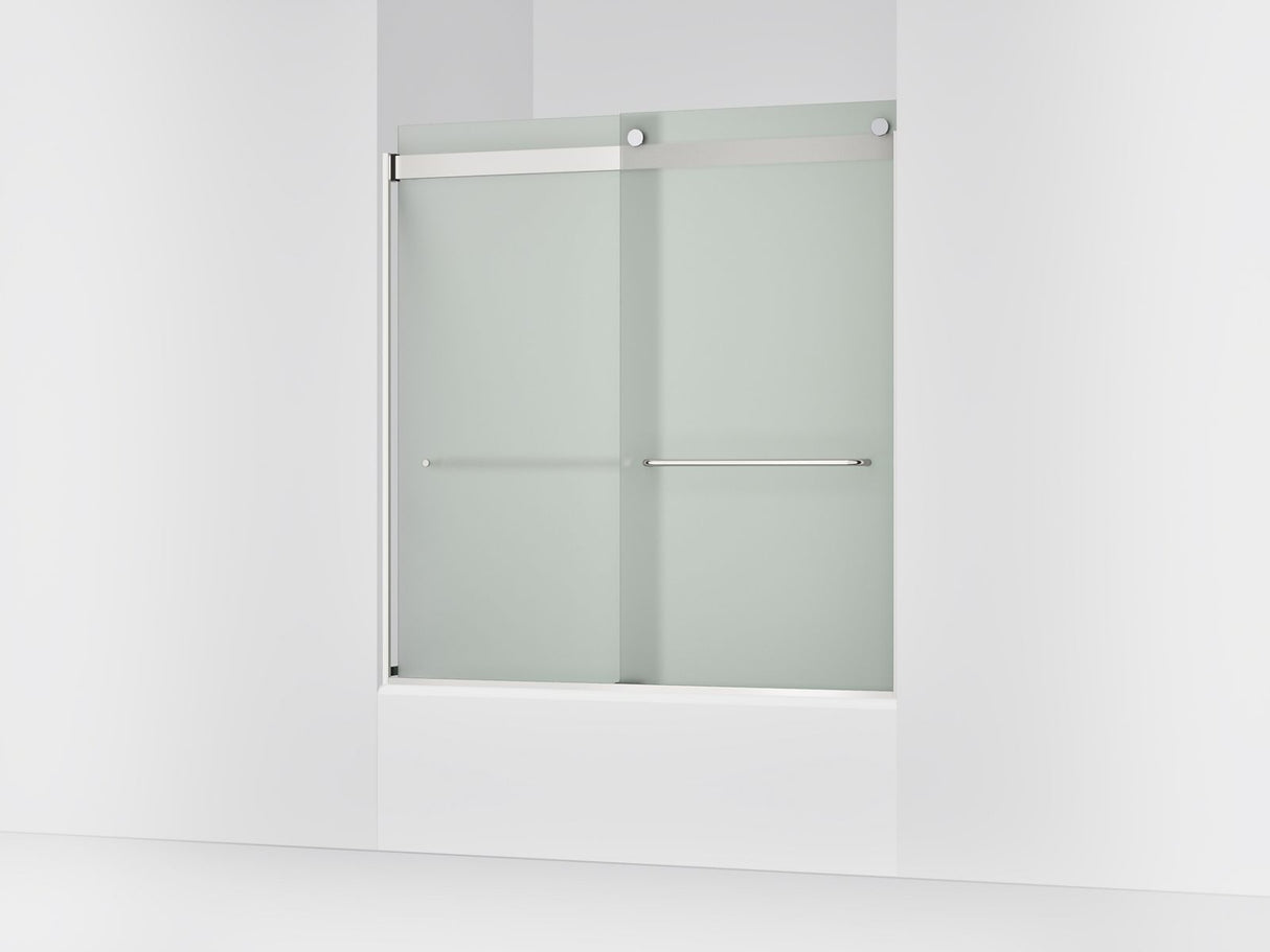 Levity® 56-5/8"-59-5/8" W x 62" H bypass bath door with 1/4"-thick Frosted glass