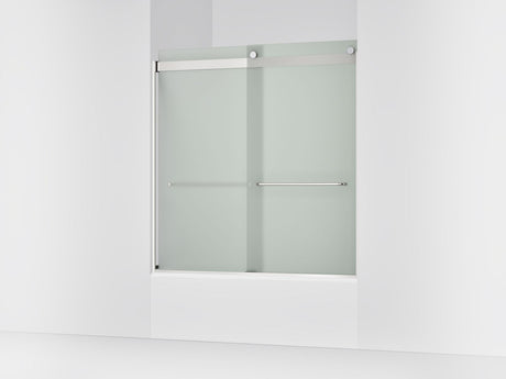 Levity® 56-5/8"-59-5/8" W x 62" H bypass bath door with 1/4"-thick Frosted glass