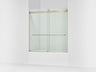 Levity® 56-5/8"-59-5/8" W x 62" H bypass bath door with 1/4"-thick Crystal Clear glass