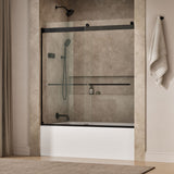 Levity® 56-5/8"-59-5/8" W x 62" H bypass bath door with 1/4"-thick Crystal Clear glass