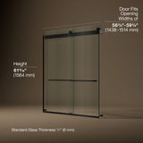 Levity® 56-5/8"-59-5/8" W x 62" H bypass bath door with 1/4"-thick Crystal Clear glass
