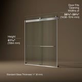 Levity® 56-5/8"-59-5/8" W x 62" H bypass bath door with 1/4"-thick Crystal Clear glass