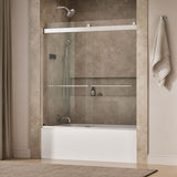 Levity® 56-5/8"-59-5/8" W x 62" H bypass bath door with 1/4"-thick Crystal Clear glass