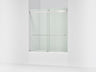 Levity® 56-5/8"-59-5/8" W x 62" H bypass bath door with 1/4"-thick Crystal Clear glass