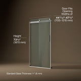 Levity® 43-5/8"-47-5/8" W x 74" H bypass shower door with 1/4"-thick Frosted glass