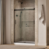 Levity® 44-11/16"-47-5/8" W x 74" H bypass shower door with 1/4"-thick Crystal Clear glass