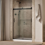 Levity® 44-11/16"-47-5/8" W x 74" H bypass shower door with 1/4"-thick Crystal Clear glass