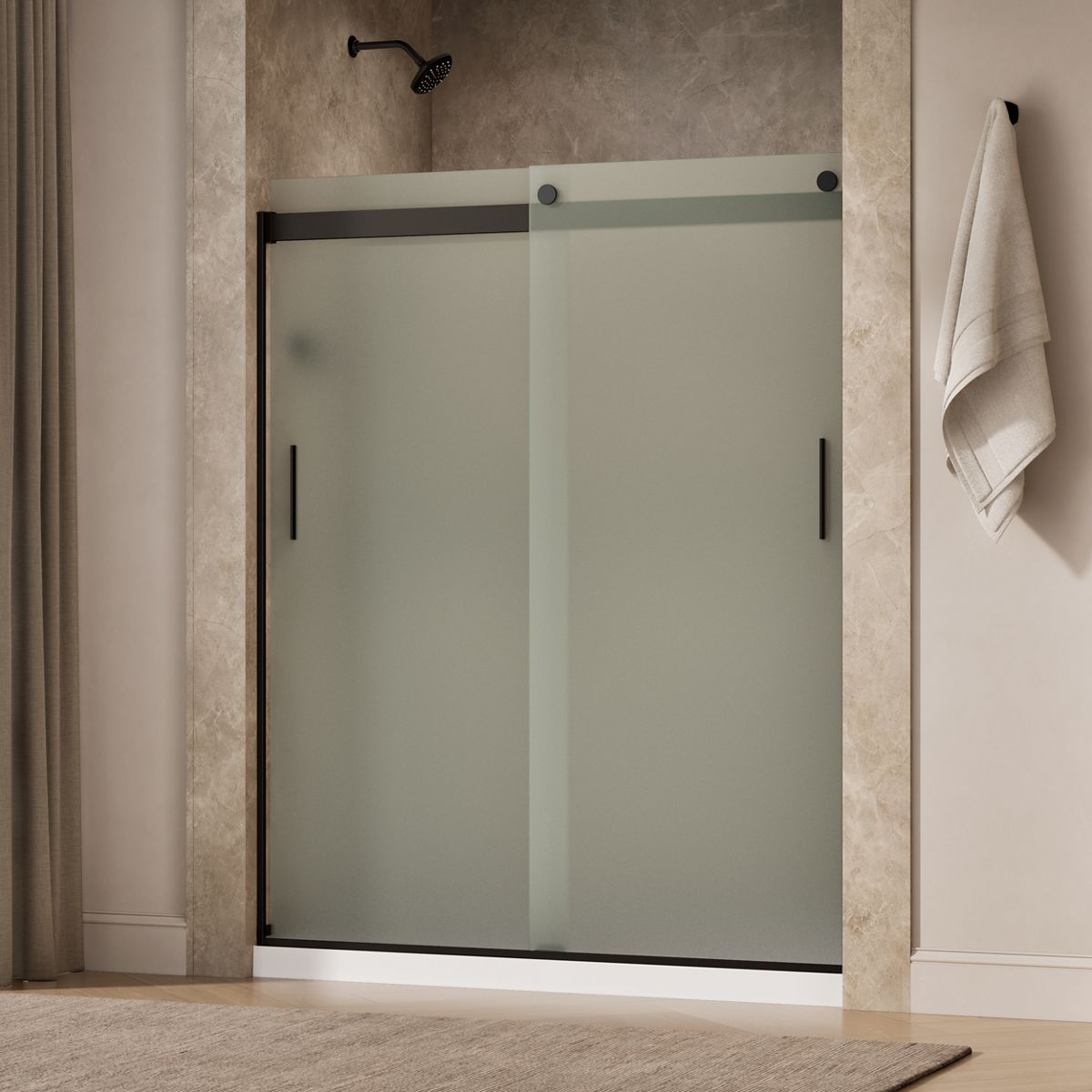 Levity® 56-5/8"-59-5/8" W x 74" H bypass shower door with 1/4"-thick Frosted glass