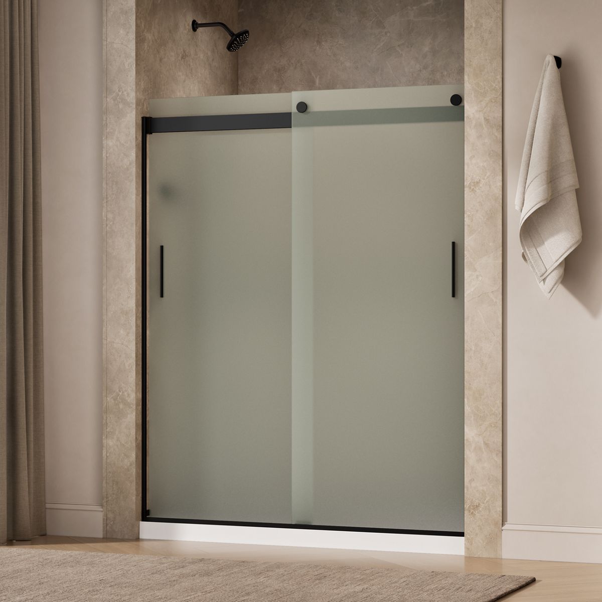 Levity® 56-5/8"-59-5/8" W x 74" H bypass shower door with 1/4"-thick Frosted glass