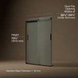 Levity® 56-5/8"-59-5/8" W x 74" H bypass shower door with 1/4"-thick Frosted glass