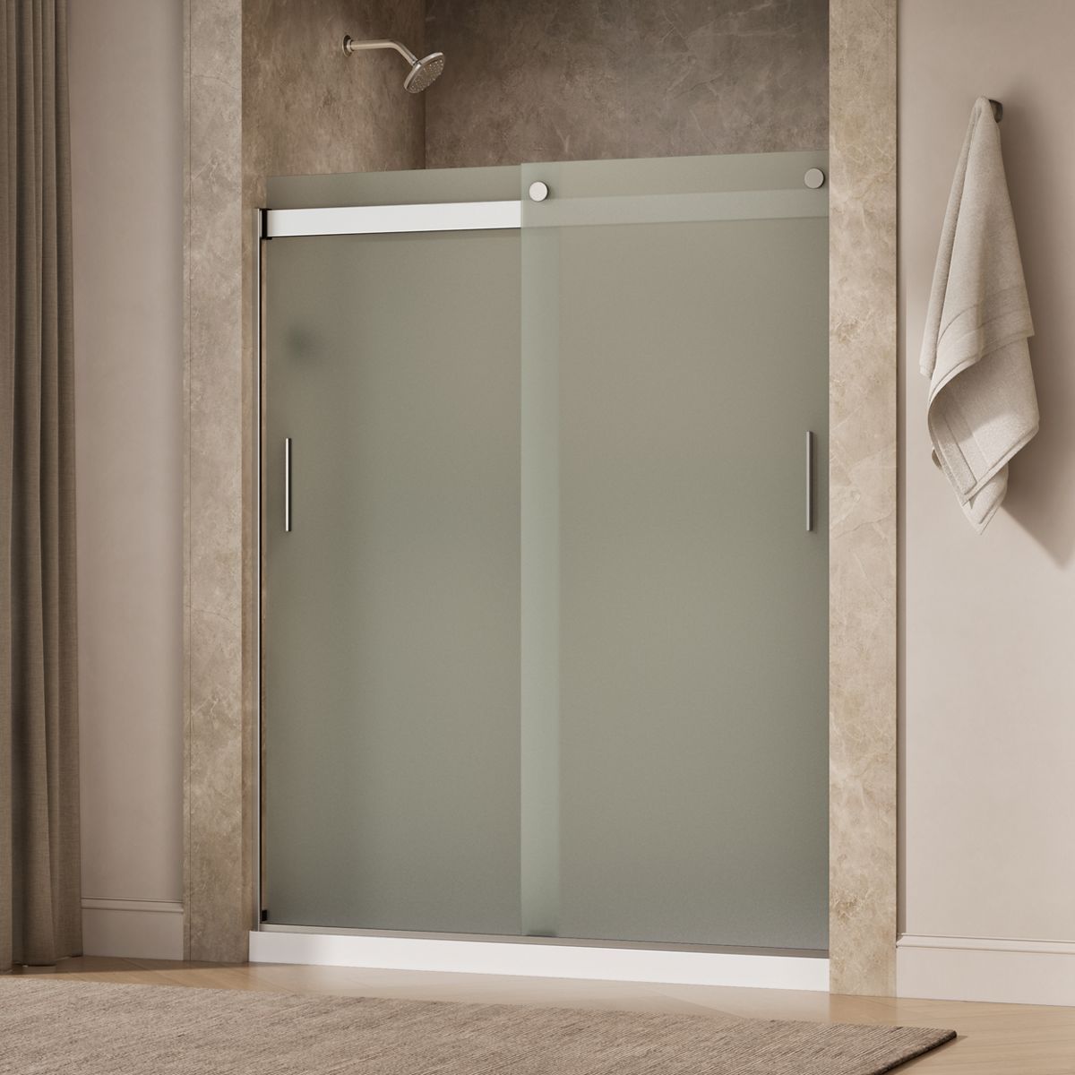 Levity® 56-5/8"-59-5/8" W x 74" H bypass shower door with 1/4"-thick Frosted glass