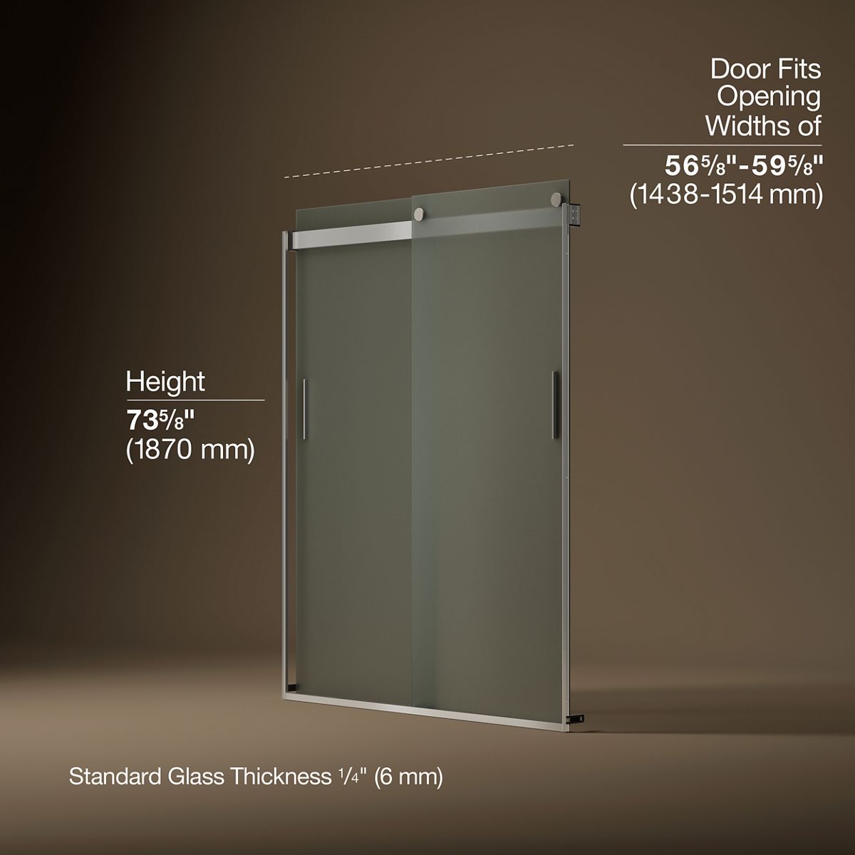 Levity® 56-5/8"-59-5/8" W x 74" H bypass shower door with 1/4"-thick Frosted glass