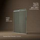 Levity® 56-5/8"-59-5/8" W x 74" H bypass shower door with 1/4"-thick Frosted glass