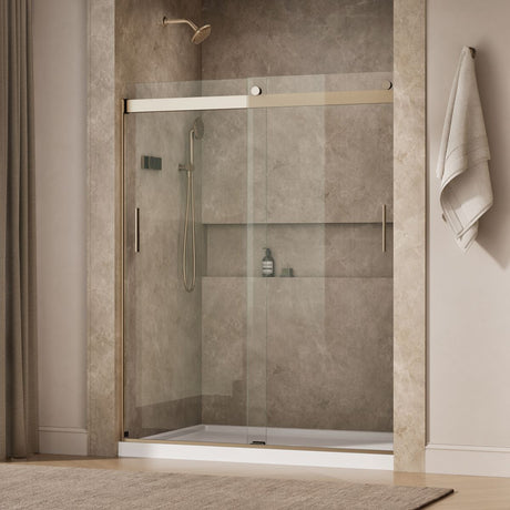 Levity® 56-5/8"-59-5/8" W x 74" H bypass shower door with 1/4"-thick Crystal Clear glass