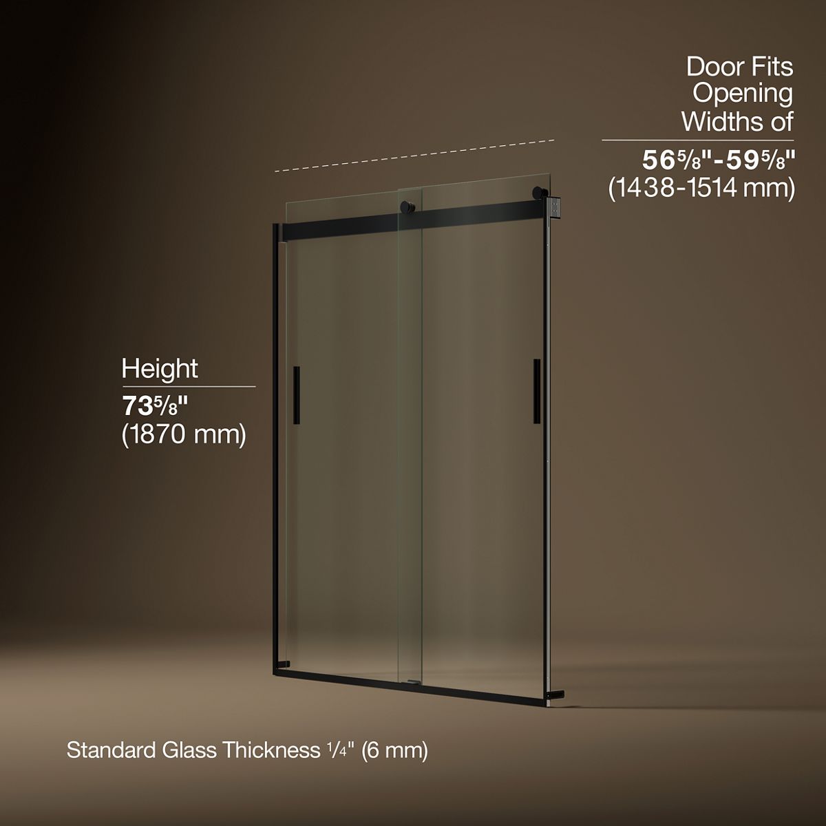 Levity® 56-5/8"-59-5/8" W x 74" H bypass shower door with 1/4"-thick Crystal Clear glass