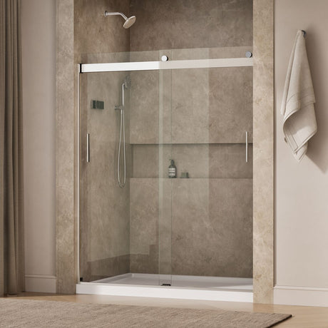 Levity® 56-5/8"-59-5/8" W x 74" H bypass shower door with 1/4"-thick Crystal Clear glass