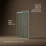 Levity® 44-5/8"-47-5/8" W x 74" H bypass shower door with 1/4"-thick Frosted glass