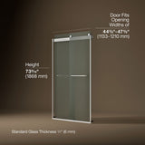 Levity® 44-5/8"-47-5/8" W x 74" H bypass shower door with 1/4"-thick Frosted glass