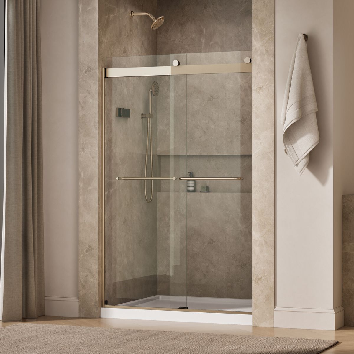 Levity® 44-5/8"-47-5/8" W x 74" H bypass shower door with 1/4"-thick Crystal Clear glass