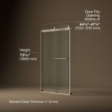 Levity® 44-5/8"-47-5/8" W x 74" H bypass shower door with 1/4"-thick Crystal Clear glass
