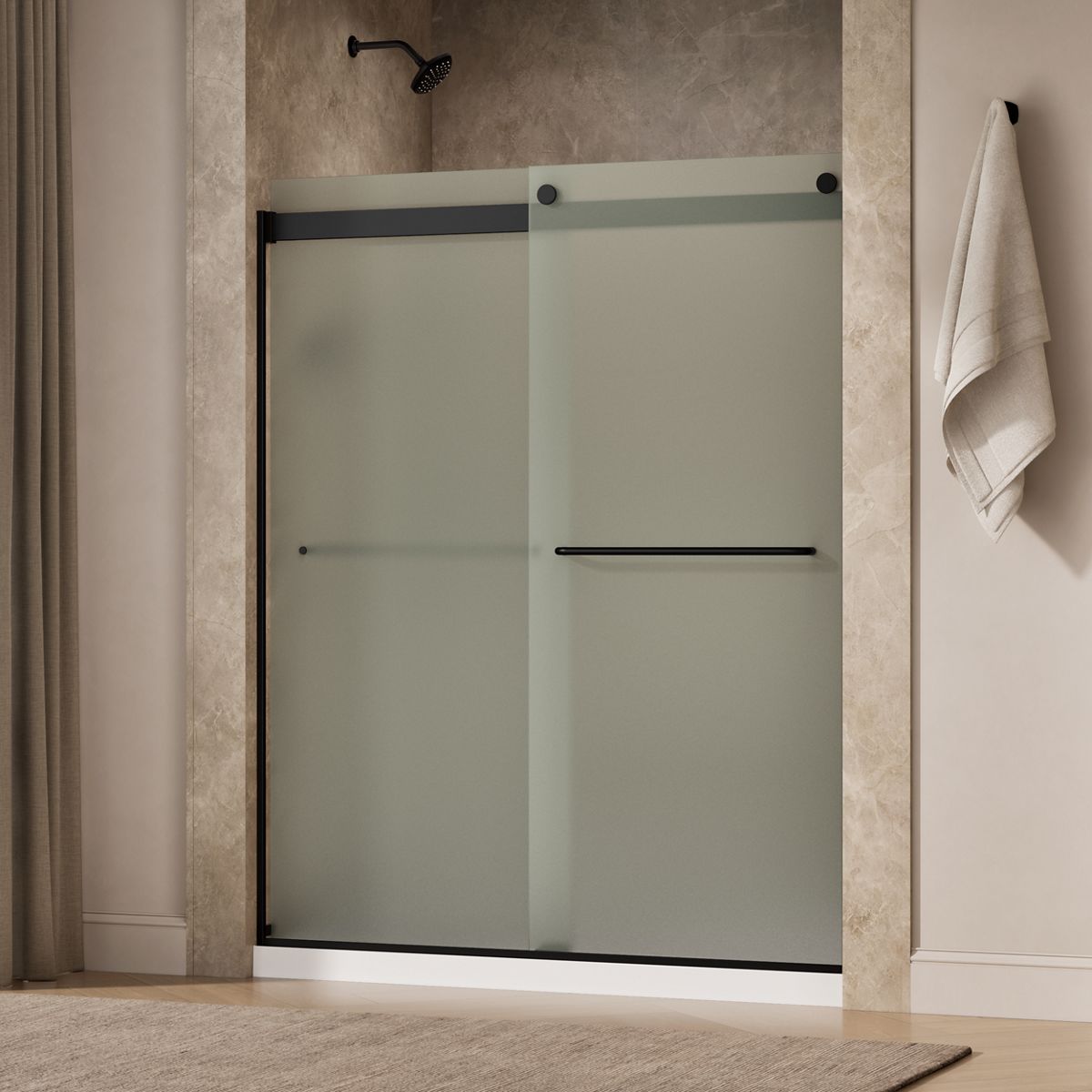 Levity® 56-5/8"-59-5/8" W x 74" H bypass shower door with 1/4"-thick Frosted glass
