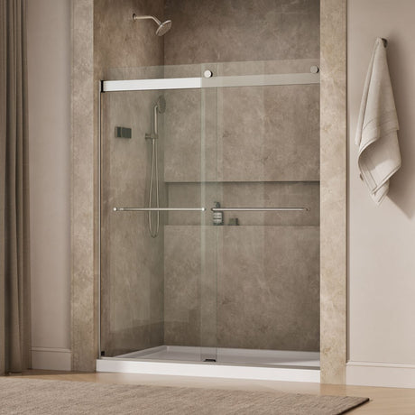 Levity® 56-5/8"-59-5/8" W x 74" H bypass shower door with 1/4"-thick Crystal Clear glass