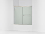 Revel® 55-5/8"-59-5/8" W x 55-1/2" H bypass bath door with 1/4"-thick Frosted glass